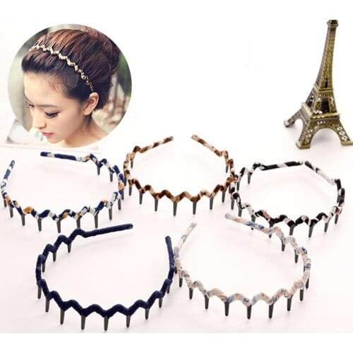 Toothed Wave Shaped Hair Hoop Fashion Korean Style Headband Women Girls Printed Hair Accessories Non-Slip Hairband Headwear