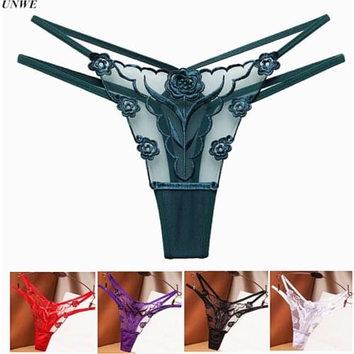 Floral Lace Thongs Women Sexy Thin Transparent G-string Briefs Knickers Lady Erotic T-back Underwear Panties for Sex