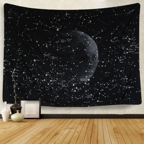 Constellation Galaxy Tapestry Wall Hanging Dorm Decor Black Hippie Moon Wall Tapestry Fabric Wall Carpet Table Cloth Beach Towel