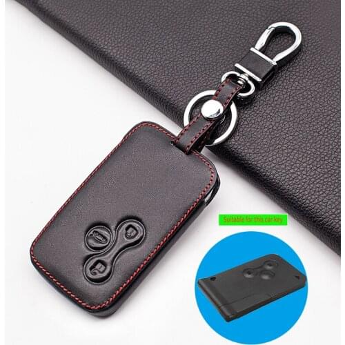 Hot Sale Carrying Leather Car Key Case Cover For Renault Clio Logan Megane 2 3 Koleos Scenic 3 Button Car Key Shell