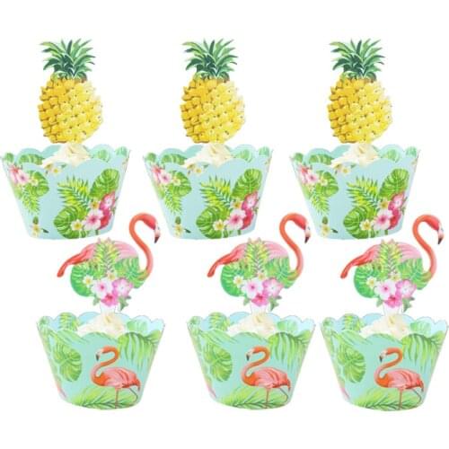 Happy Baby Shower Kids Boys Favors Flamingo Theme Cupcake Wrappers Decorations Birthday Events Party Cake Toppers 12pcs/lot
