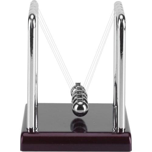 Newtons Cradle Balance Balls With Mirror Black Wooden Base Fun Gadget Pendulum For Office And Home Decoration-Mirror Ball