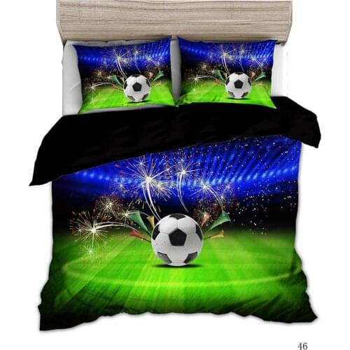 KTLRR 3D Printing 2/3Pcs Sport Series Soft Duvet Pillow Cover Football Basketball Bedding Sets Bedclothes Boy Gift Textile