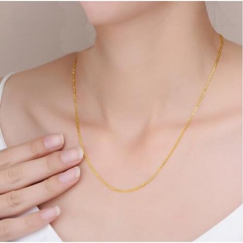 Hot Sale Pure 24K Yellow Gold O-Line Chain Necklace/ 999 Gold fashion women Necklace 2.2g