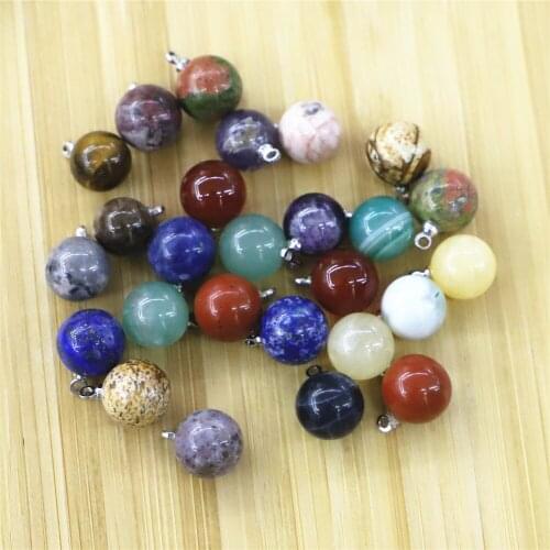 Fashion best-selling all kinds of natural stone round spherical pendants DIY jewelry accessories wholesale 50 pieces/batch
