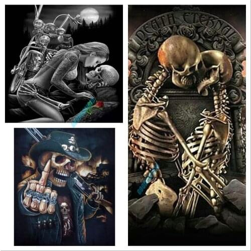 Mosaic DIY 5D Diamond Painting Man Skulls Lovers Cross Stitch Kits Halloween Home Decor Diamond Embroidery Full