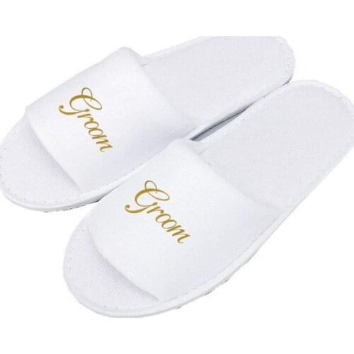 Slippers Wedding mens Robes men Wedding Slippers Gold Print