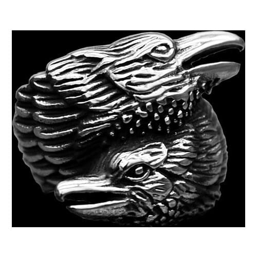 Viking Men Two Entwined Ravens Ring Norse Mythology Silver Color Odin Crow Stainless Steel Rings Nordic Amulet Jewelry OSR434