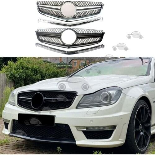 Front Bumper Racing Grill Billet Grille Cover For Mercedes-Benz W204 C-Class C63 AMG 2012-2014