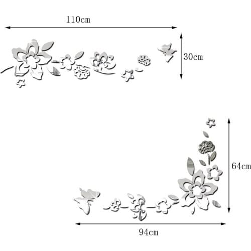 JM182 Decoration wall corner stickers glass mirror door and window decoration stickers mirror wall stickers decoration diagonal