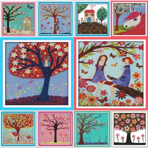 NKF Yearning for Spring Cross Stitch Kit 11CT 14CT Chinese Cross Stitch Pattern Embroidery Needlework Set for Home Decor