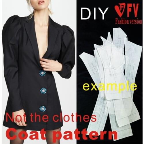 Cutting drawings womens long sleeve coat coat pattern 1:1 garment structure pattern BFY-324