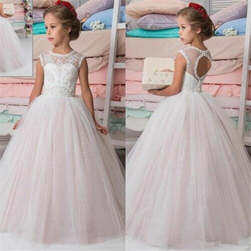 Flower Girl Dresses for Wedding Party Gowns Soft Tulle Crystals Custom Made Fairy Sweep Train