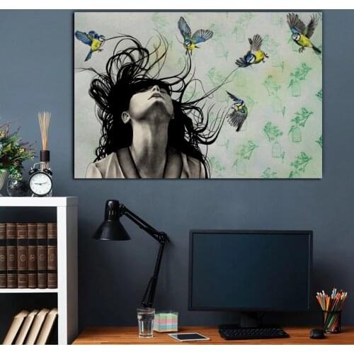 Full square/round DIY Diamond Embroidery Girl-And-Bird 5D Diamond Painting Cross stitch Rhinestone Mosaic Home Decor gift P442