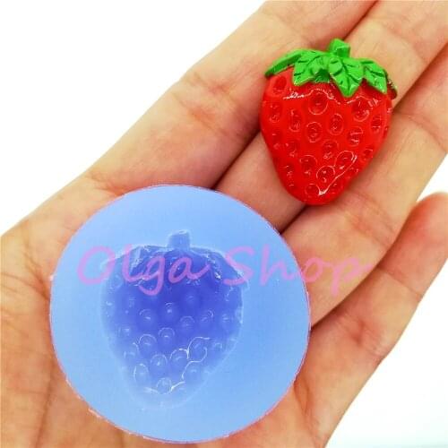 SYL166 27.7mm X 22.5mm Strawberry Silicone Mold Fondant Cake Decoration Candy Resin Clay Earrings Necklace Craft Soap Candle