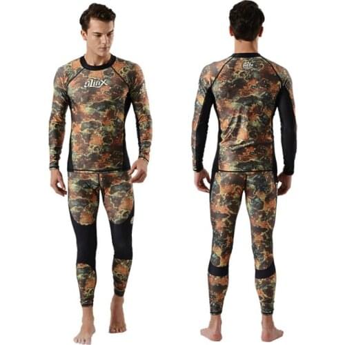 SLINX Mens 0.5mm Lycra Camo Rash Guard UV Protection Beachwear Swim Diving Skin Wetsuit for Snorkeling Spearfishing Surf