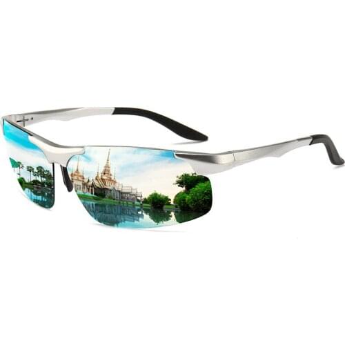 Polarized Sunglasses Men Square Rimless Sun Glasses for Male Driving TAC Lens Sunglasses-men Polaroid Alloy Frames Black Uv400