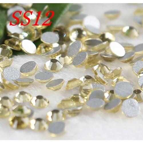 SS12 1440pcs/bag light topaz crystal strass flatback nail decoration stones non hot fix strass rhinestones