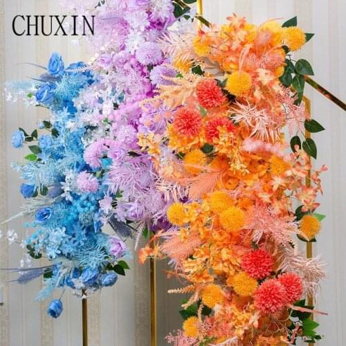 50/100cm Wedding Flower Runner Rose Row Artificial Flower Ornaments For Wedding Banquet Large-Scale Event Christmas Decorations