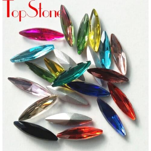 TopStone 200pcs/lot 4x15mm Navette Crystal Fancy stone Pointed Back Glass crystal Marquise for choice Glitter jewelry making