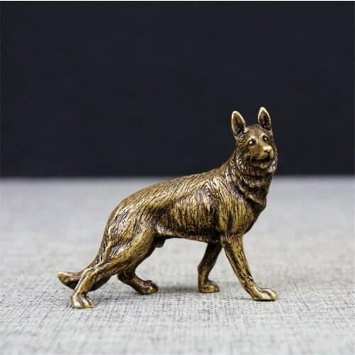 Vintage Bronze Hound Dog Statue Ornament Pure Brass Wolfhound Animal Miniature Figurine Living Room Desk Decoration Accessories