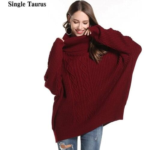 Womans Sweaters Fashion Long Sleeve Turtleneck Women Casual Loose Fall Winter Knitted Oversize Female Pullover Femme Sweter