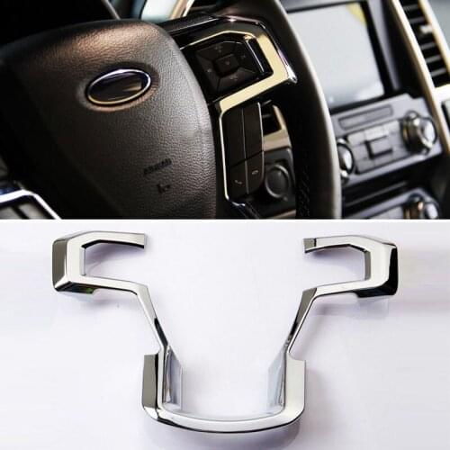 1pcs Chrome ABS Steering Wheel Moulding Cover Frame Trim for 15-17 Ford F150