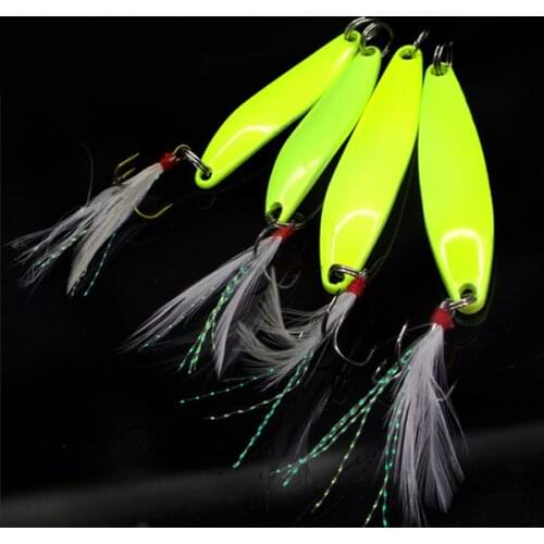 1pcs Hard Bait Artificial Wobbler For Trolling Crankbait Carp Spinner Fishing Lure Tackle Feather Hook Luminous Spoon Metal Jig