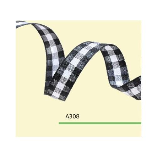 100yards/roll 3/8 Inch(10mm) Black And White Checked Ribbon