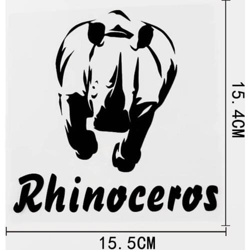 15.5CM*15.4CM Fashion Animal Rhinoceros Vinyl Motorcycle Car Sticker Decal Black/Silver 8C-0467