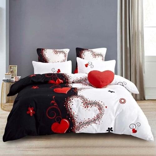 Luxury 3D Colorful Hearts Print 2/3Pcs Soft Duvet Cover PillowCase Kids Bedding Sets Queen and King Size Duvet Cover