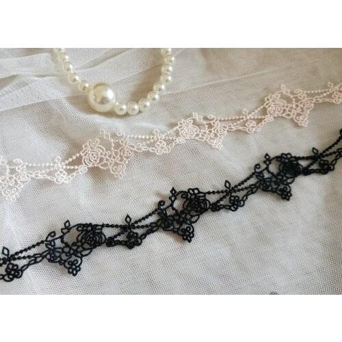 2 Colors 3 Yards Exquisite Venice Lace Trim Scalloped Rose Embroidery Necklace Supplies 1 Inch Wide