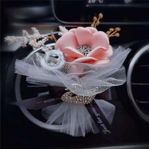 2pcs Handmade Flower Car Air Freshener Smell Diffuser Automobile Interior Decorations For Lady/Girl Car Vent Clips Accessories