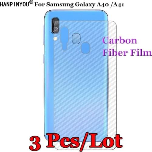 3 Pcs/Lot For Samsung Galaxy A40 / A41 3D Non-slip Clear Carbon Fiber Back Film Screen Protector Protective Sticker (Not Glass)