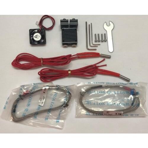 3D printer Hotend Dual Extrusion for E3D V6 2-in-2-out Print Head Extruder with Tool and Fan Thermocouple full set