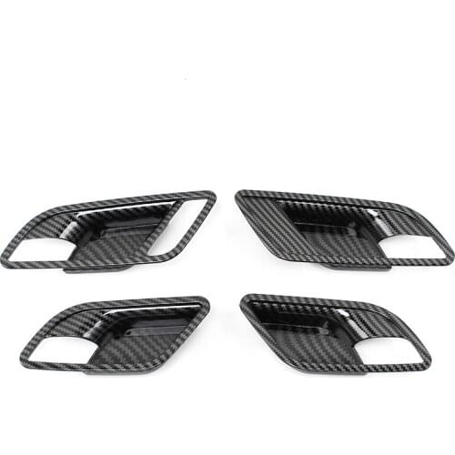 4PCS for MG 5 MG5 2020 2021 Car Inner Door Handle Bowl Cover Trim Carbon Fiber ABS Decoration Frame Sticker Accessories