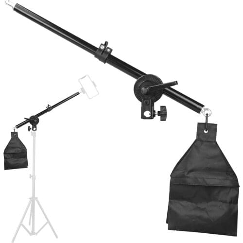 Photo Studio Adjustable Cantilever Stand Cross Arm Single Clamp With Sandbag Extension Rod 35-60cm for Table Softbox Video Light