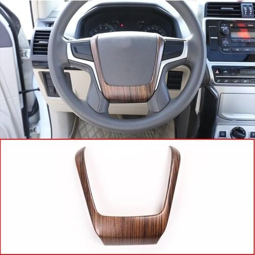 Car Accessories ABS Steering Wheel Decoration Strips Trim For Toyota Land Cruiser Prado FJ150 150 2018 Pine Wood Grain