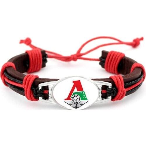 Russian Premier League Clubs Football Team Lokomotiv Moscow DIY Hand Woven Adjustable Leather Bracelet Bangles Jewellery