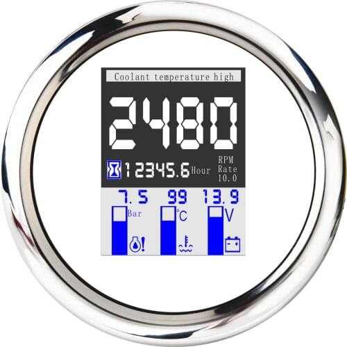 4 in 1Motorcycle Gauge Digital Tachometer Tacho Hour Meter 9-32V Voltmeter Water Temp Oil Pressure Hourmeter For Car Marine Boat