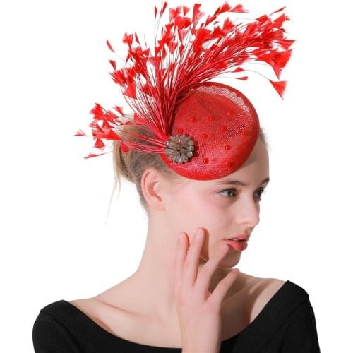 Elegant ladies hair fascinators hat with headbands women fancy feather fashion hair accessories wedding race derby cocktail hats