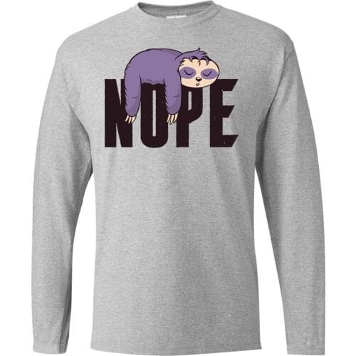 Sleep Sloth Nope Round Neck Tops Long Sleeve Tee Brand T-Shirts Mans T-shirt Camiseta Streetwear Karate Kid T Shirt Tshirts