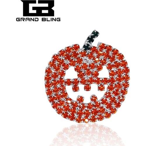 GRANDBLING Rhinestone Pumpkin Brooch Pin for Halloween Jewelry Gift