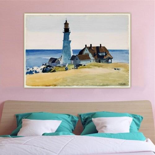 Portland Head Light,1927, by Edward Hopper Canvas Oil Painting Art Aesthetic Picture Poster Wall Backdrop Decor Home Decoration