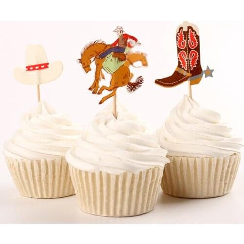 Western cowboys cupcake toppers party kids baby bridal shower birthday country wedding food picks treat toothpicks
