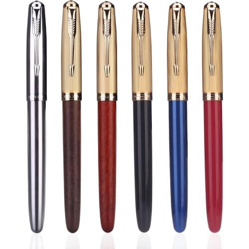 Jinhao 85 Fountain Pen Wood / Copper Material Gold Arrow Clip Extra Fine Nib Office Signature School Writing A6214