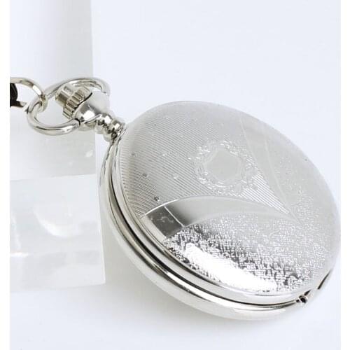 10pcs/lot Classic Silver Flip Mechanical Pocket Watch Roman Dial Hand Wind Gift Watches Hot Sale