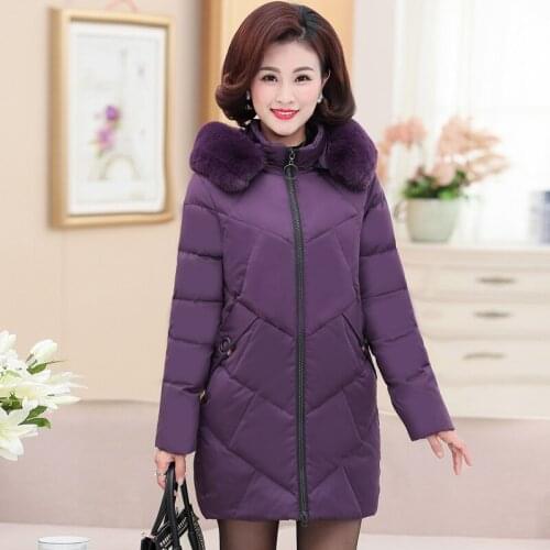 Womens winter jacket high-end new large size mother loaded loose foreign cotton padded middle-aged womens clothing