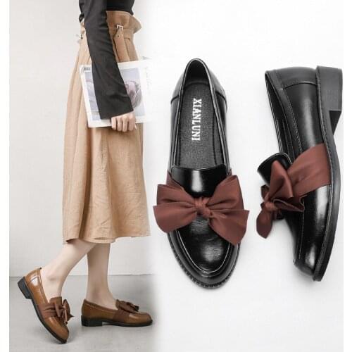 Small Leather Shoes Womens Fashion Retro All-match Korean-Style Flat British Single Shoes Women Womens Shoes Flats Casual