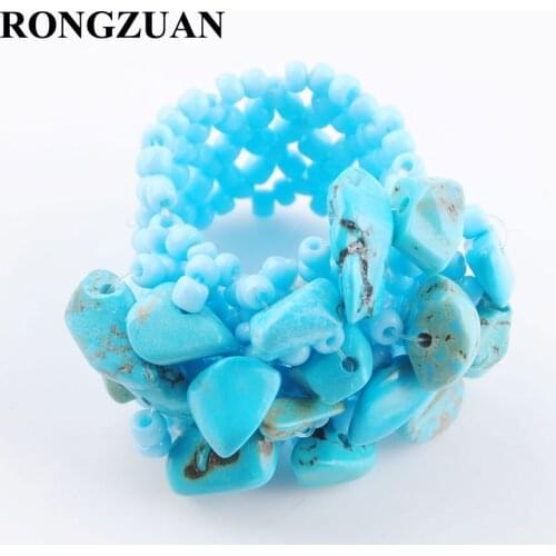 Fashion Jewelry Howlite Chips Beads Stretchy Finger Ring US 6~10 1pcs TJ3029